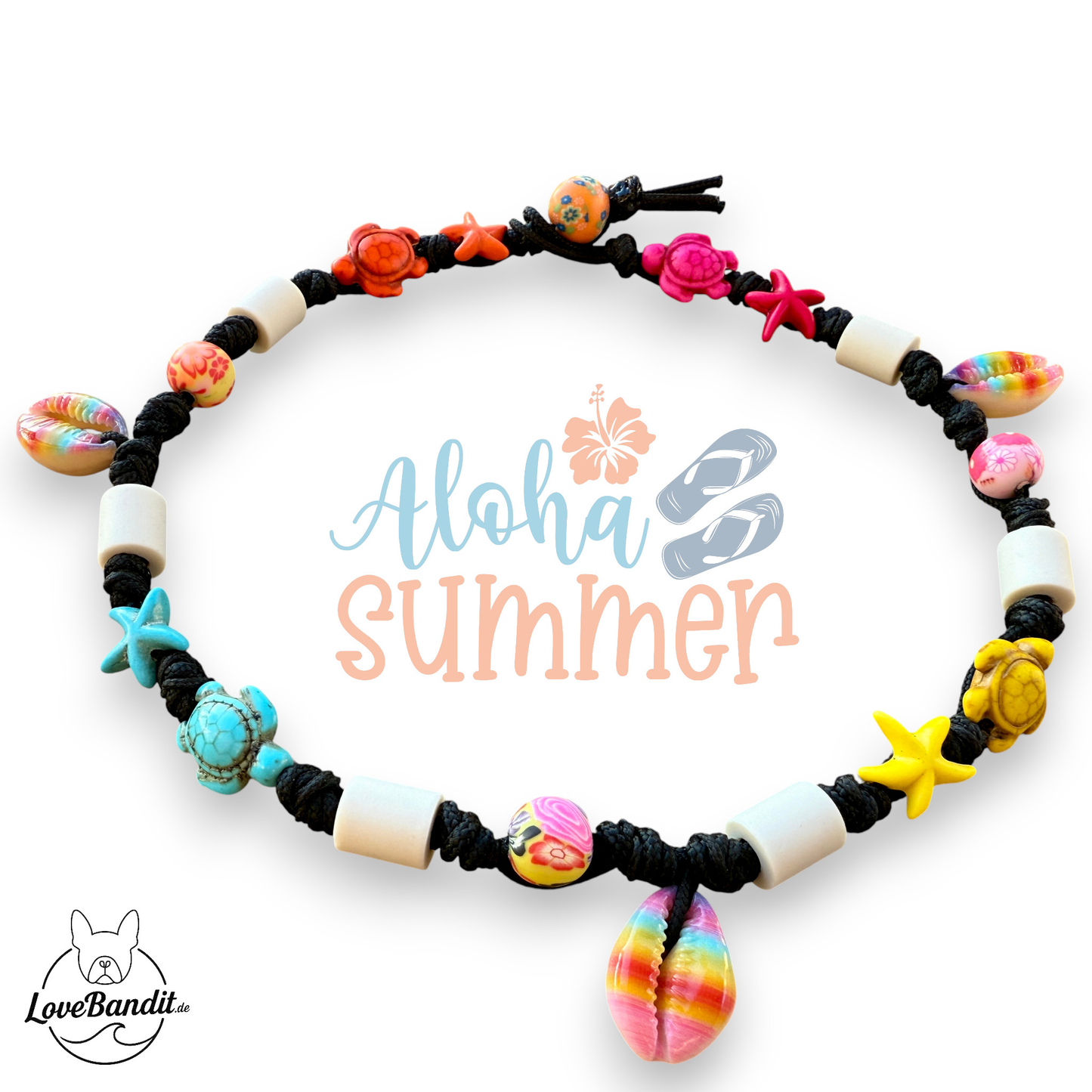 EM-Keramik Halsband bunte Muscheln Schildkröten LoveBandit