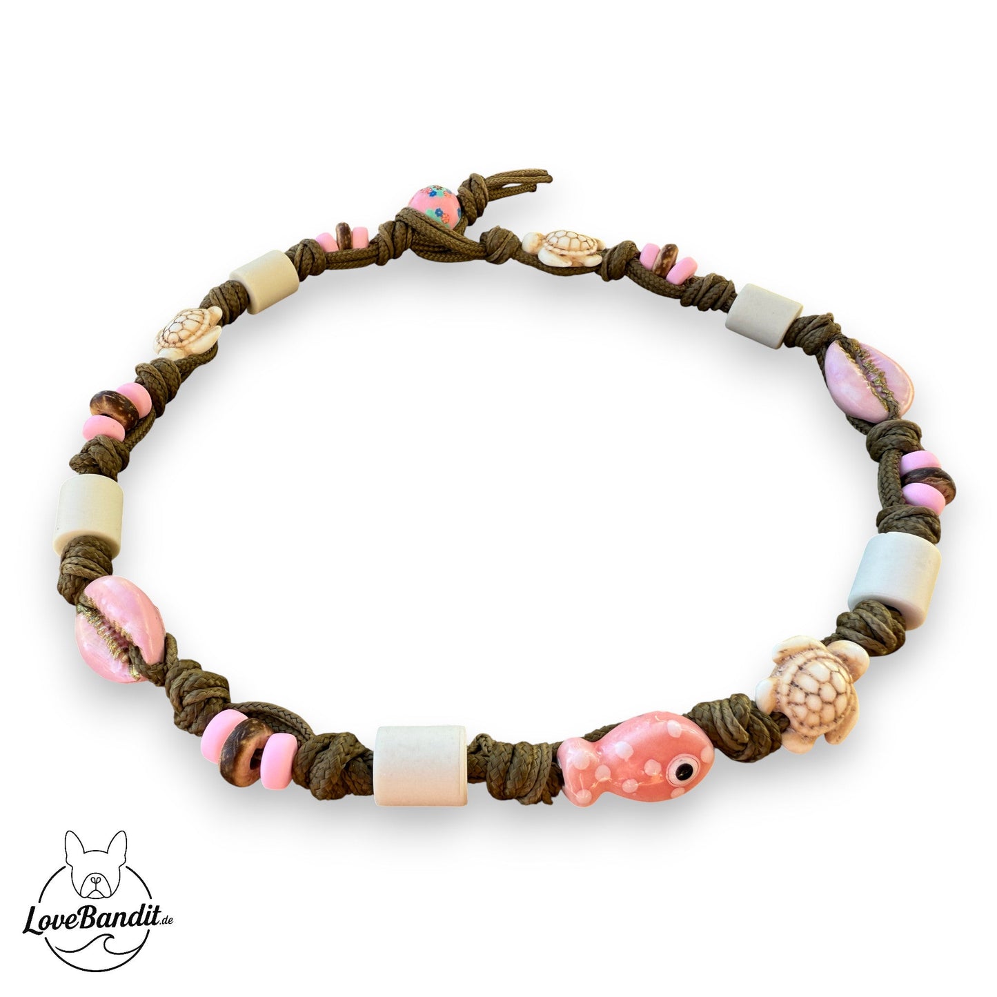 EM-Keramik Halsband handbemalte Muscheln Fisch rosé LoveBandit