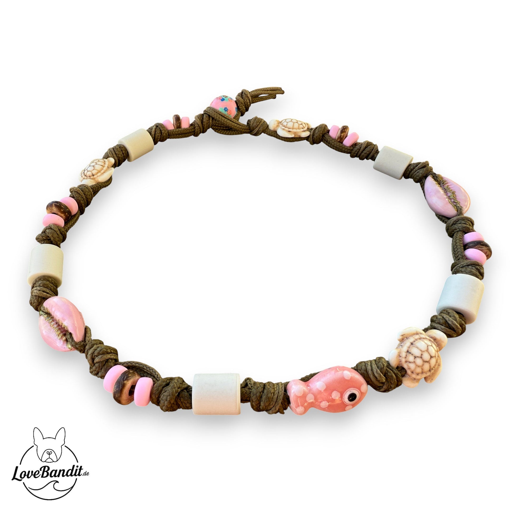 EM-Keramik Halsband handbemalte Muscheln Fisch rosé LoveBandit