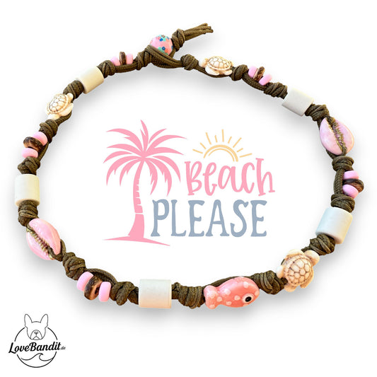 EM-Keramik Halsband handbemalte Muscheln Fisch rosé LoveBandit