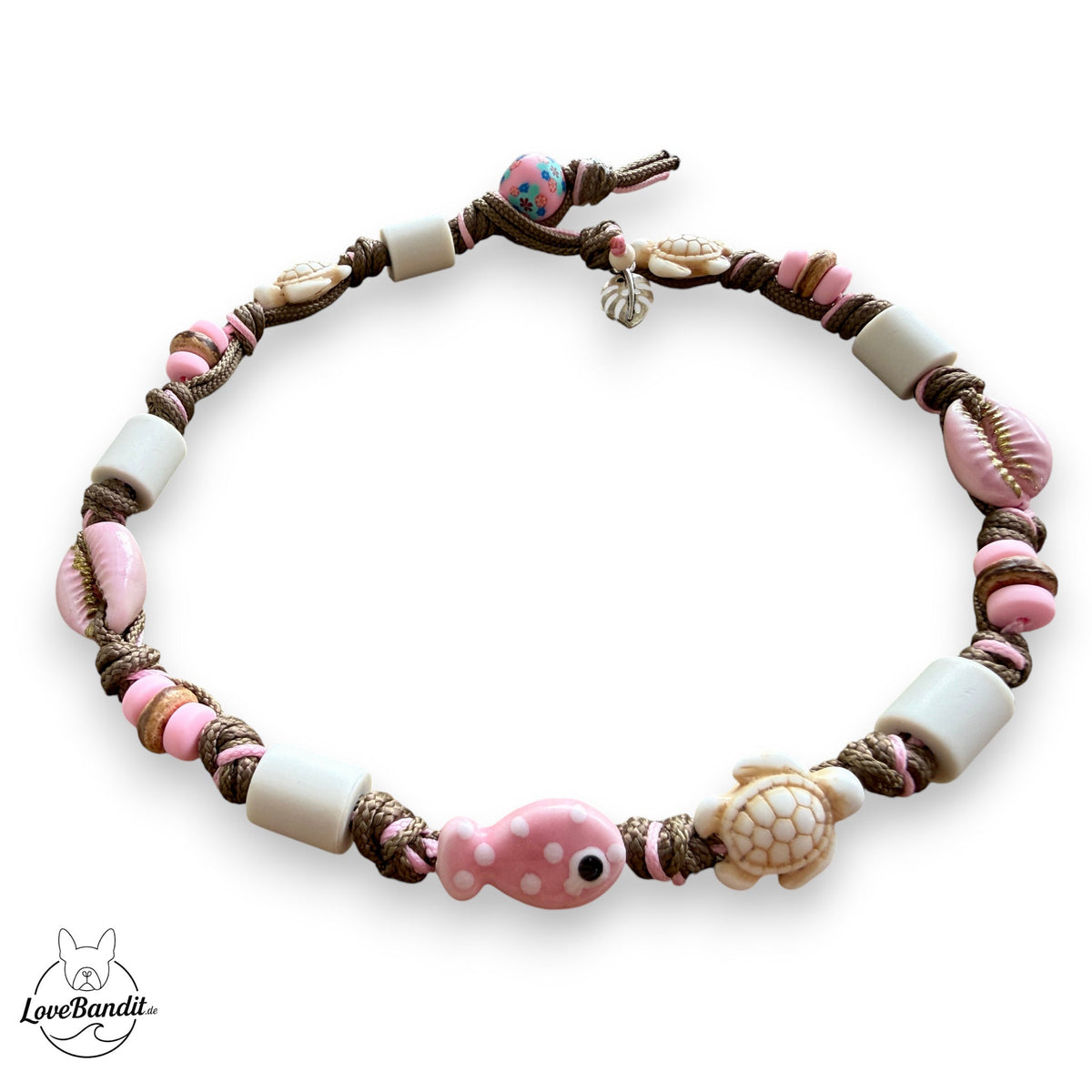 EM-Keramik Halsband handbemalte Muscheln Fisch rosé LoveBandit