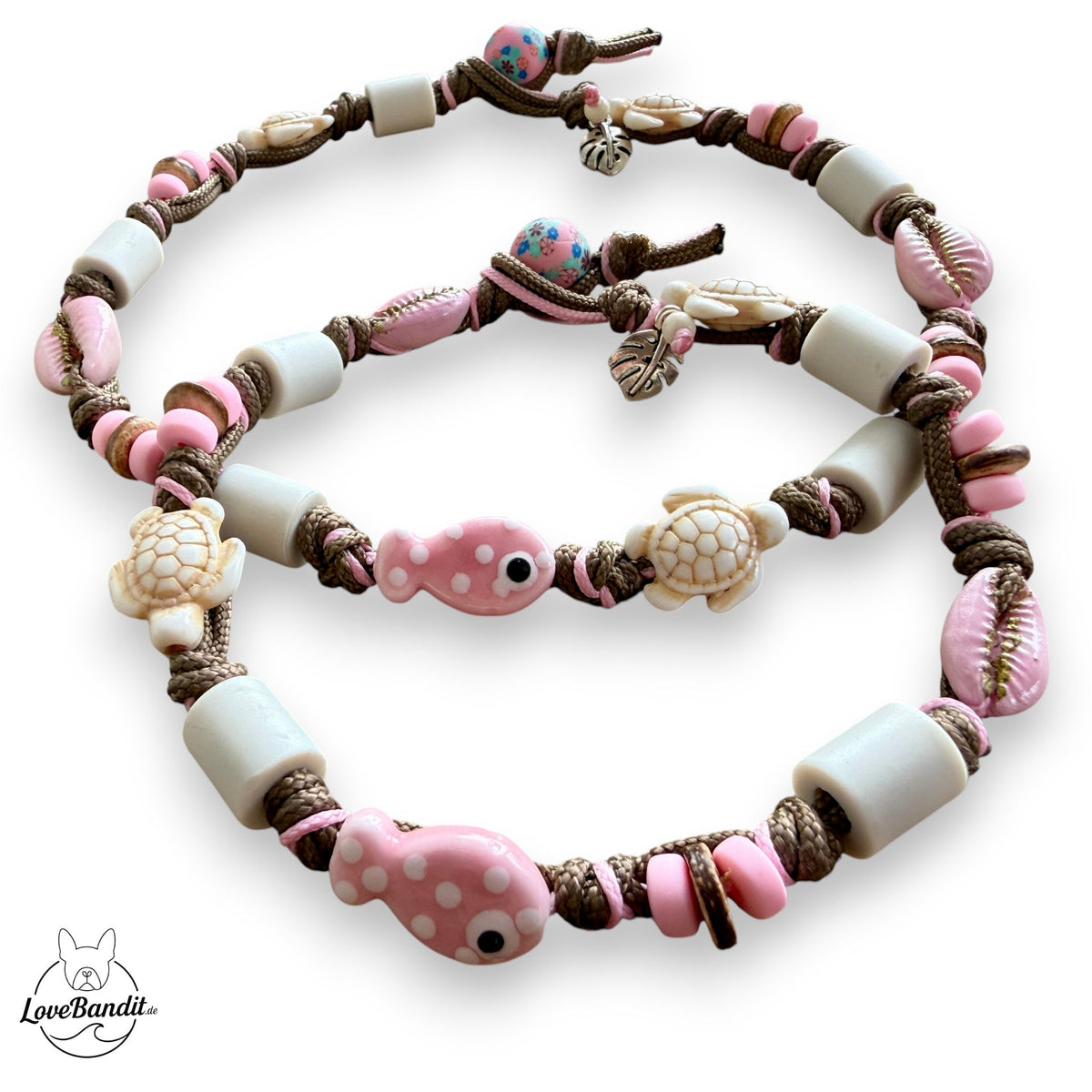 EM-Keramik Halsband handbemalte Muscheln Fisch rosé LoveBandit