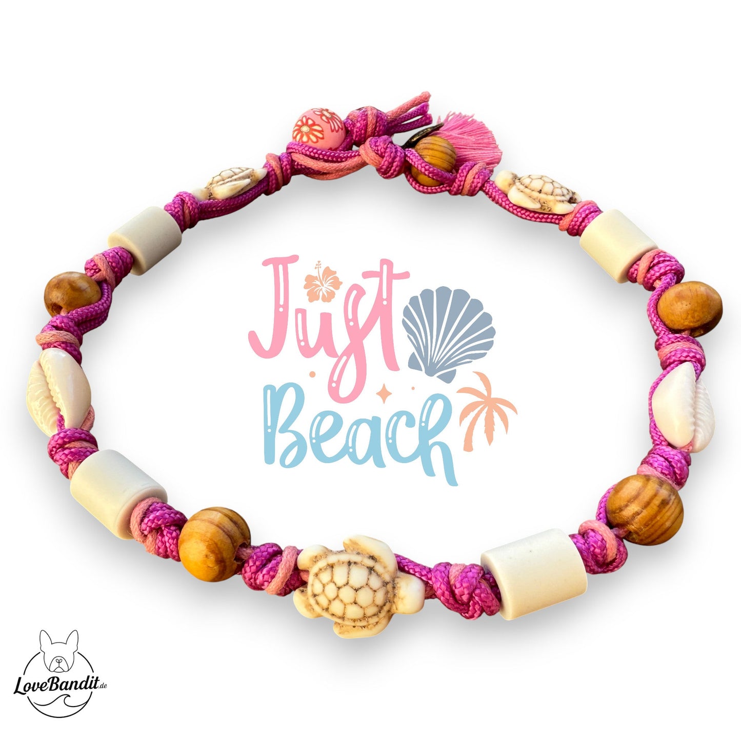 EM-Keramik Halsband Zeckenhalsband Pink Muscheln LoveBandit