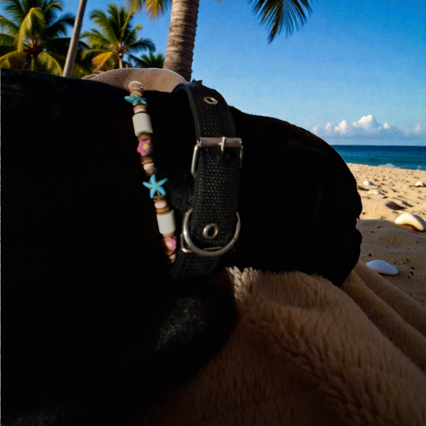 EM-Keramik Halsband Zeckenhalsband Seesterne blau, Blümchen pink LoveBandit