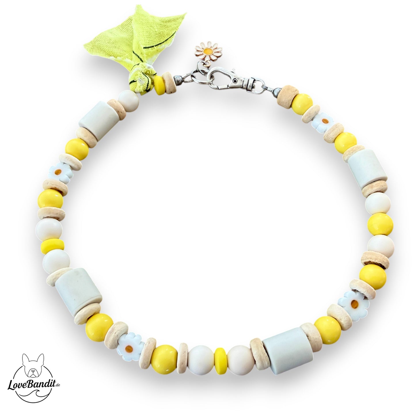 EM-Keramik Halsband Zeckenhalsband Gänseblümchen gelb weiß