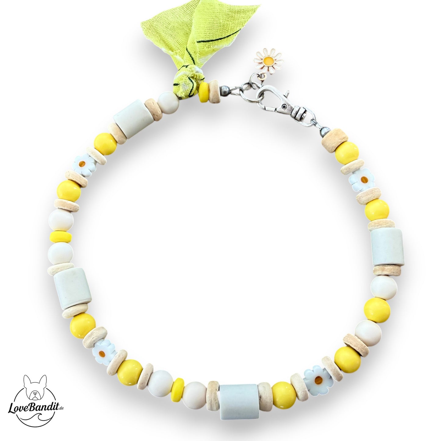 EM-Keramik Halsband Zeckenhalsband Gänseblümchen gelb weiß