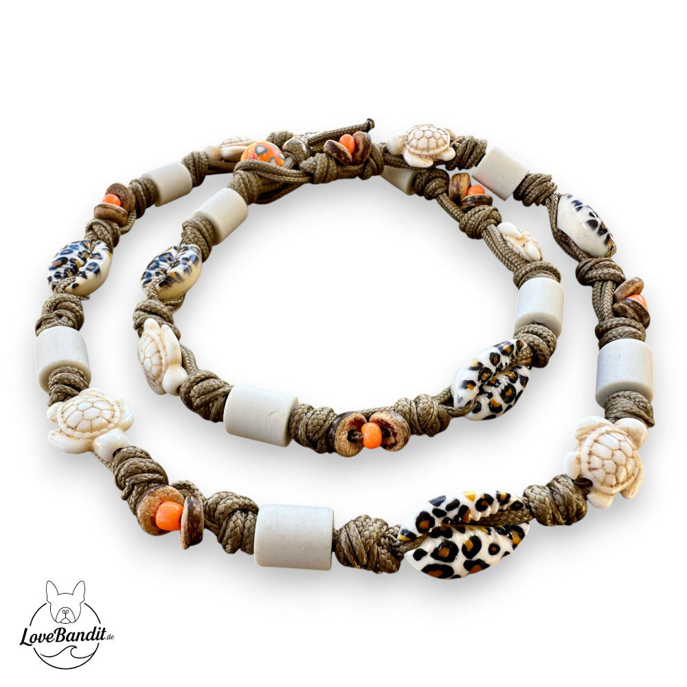 EM-Keramik-Halsband Leo-mit-Muscheln-Schildkroeten-LoveBandit