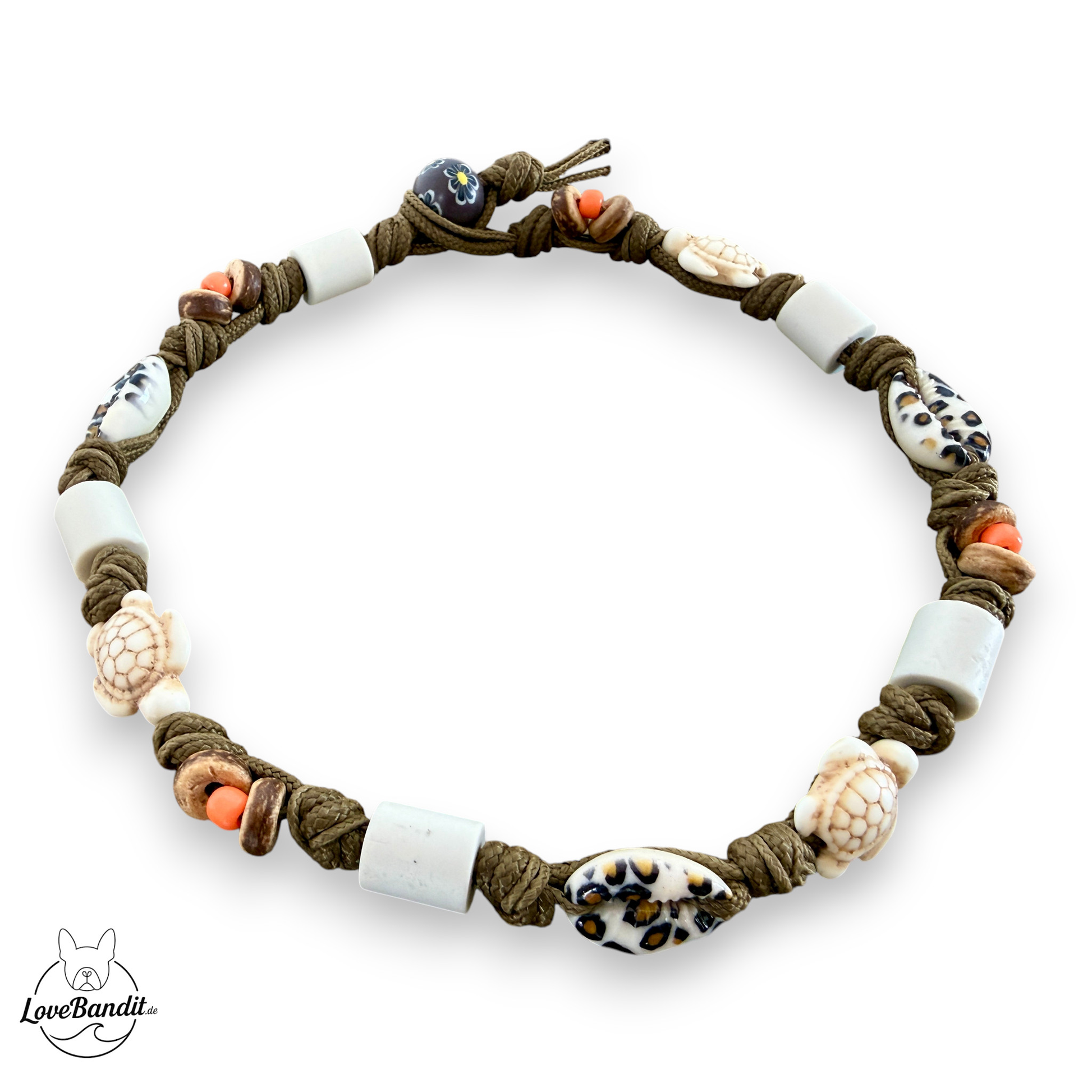 EM-Keramik Halsband Leo mit Muscheln LoveBandit