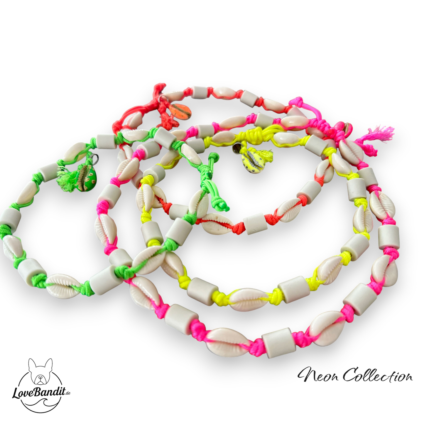 EM-Keramik Halsband Muscheln NEON verstellbar Lovebandit