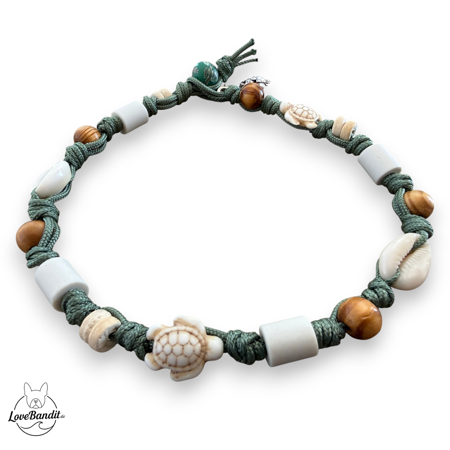 EM-Keramik Halsband graugrün Muscheln LoveBandit