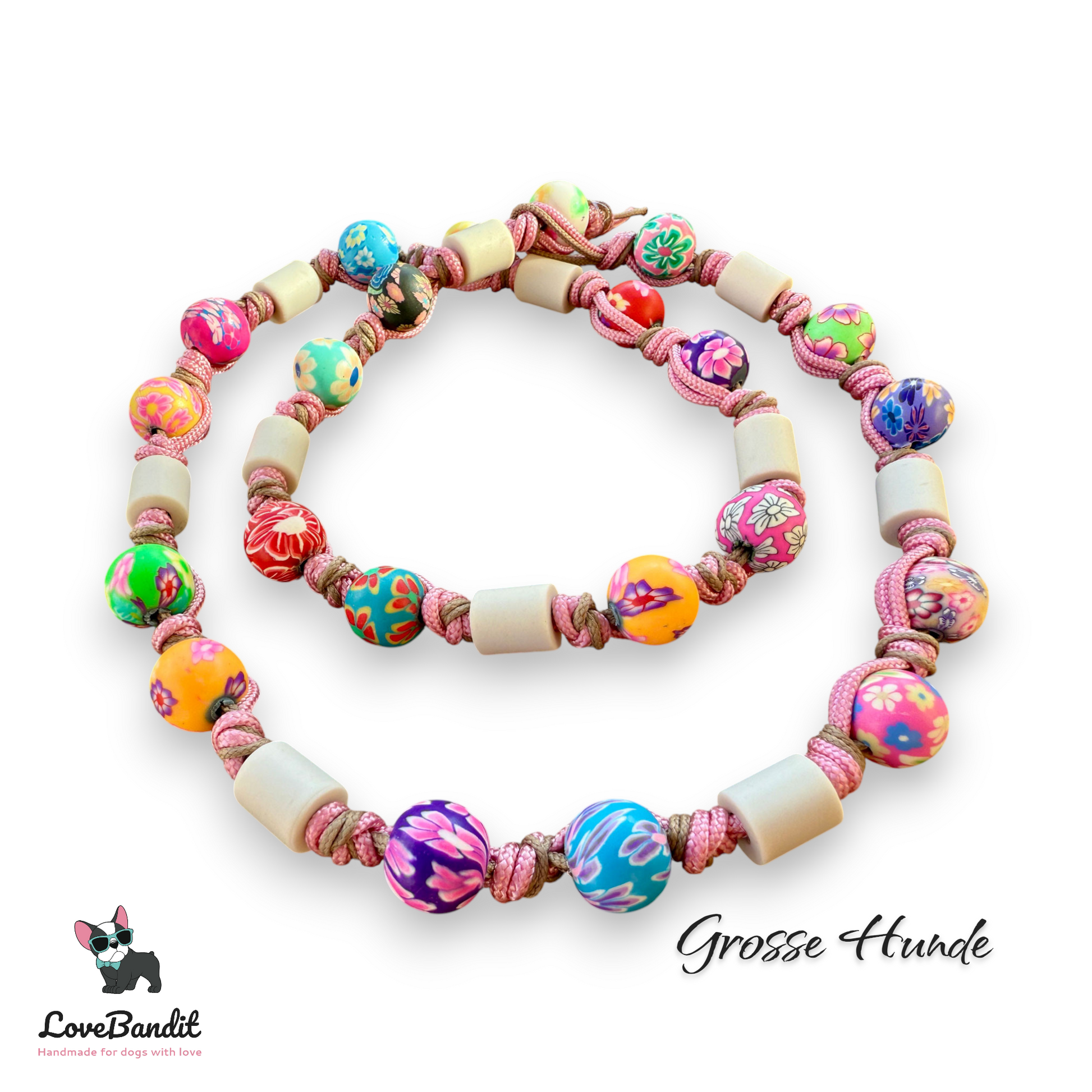 EM-Keramik Halsband Zeckenhalsband Bunte Perlen LoveBandit
