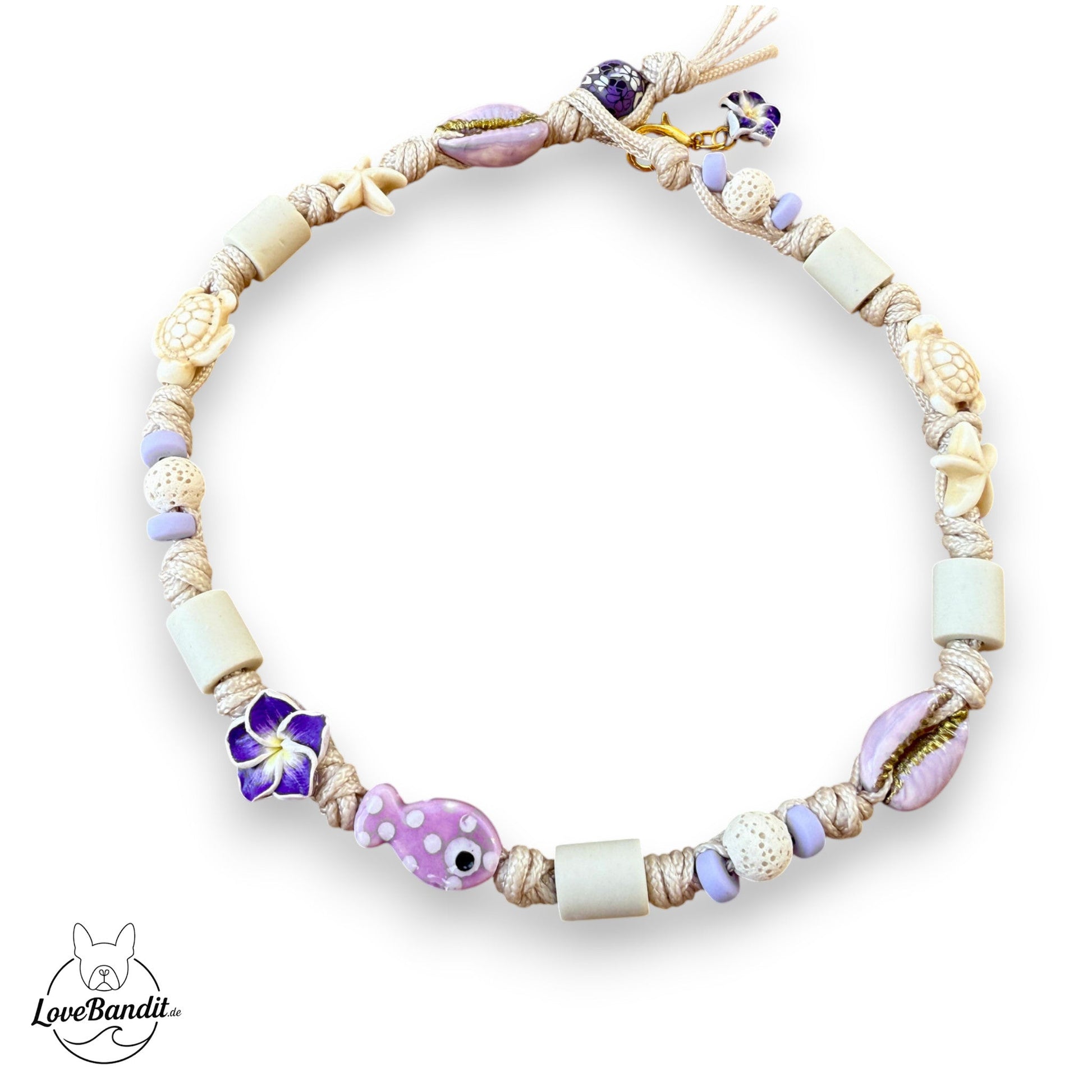 EM-Keramik Halsband "Fliedermeer" Lava, Muscheln, Fisch LoveBandit