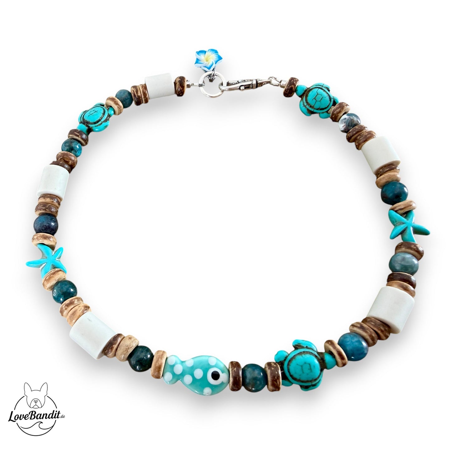 EM Keramik Heilstein Halsband mit Apatit maritim Lovebandit