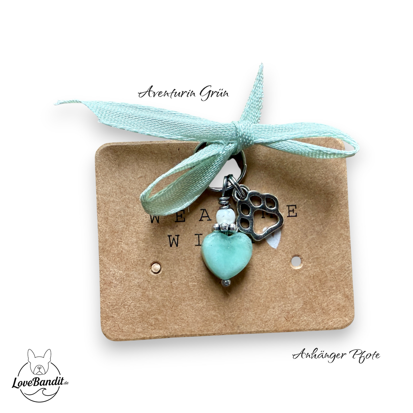Heilsteinanhänger für Hunde Herz aus Aventurin
