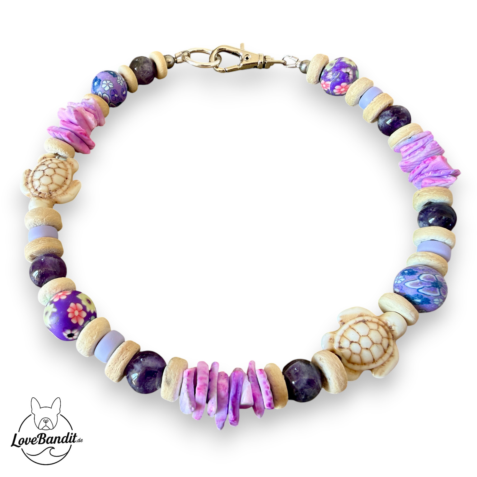 Heilstein Halsband Turtle Amethyst Lovebandit