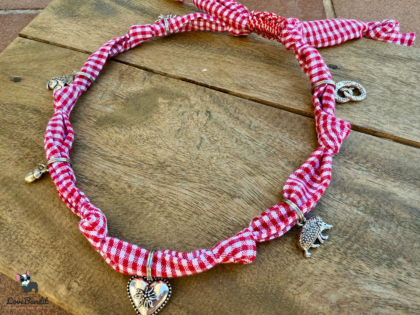 Schmuckkette für Hunde Wiesn Edition rot Vichy Lovebandit