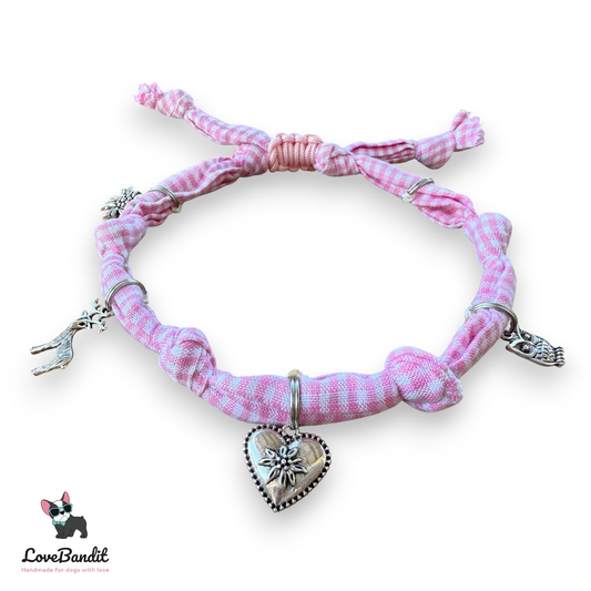 Schmuckkette für Hunde Wiesn Edition rosa Vichy-LoveBandit