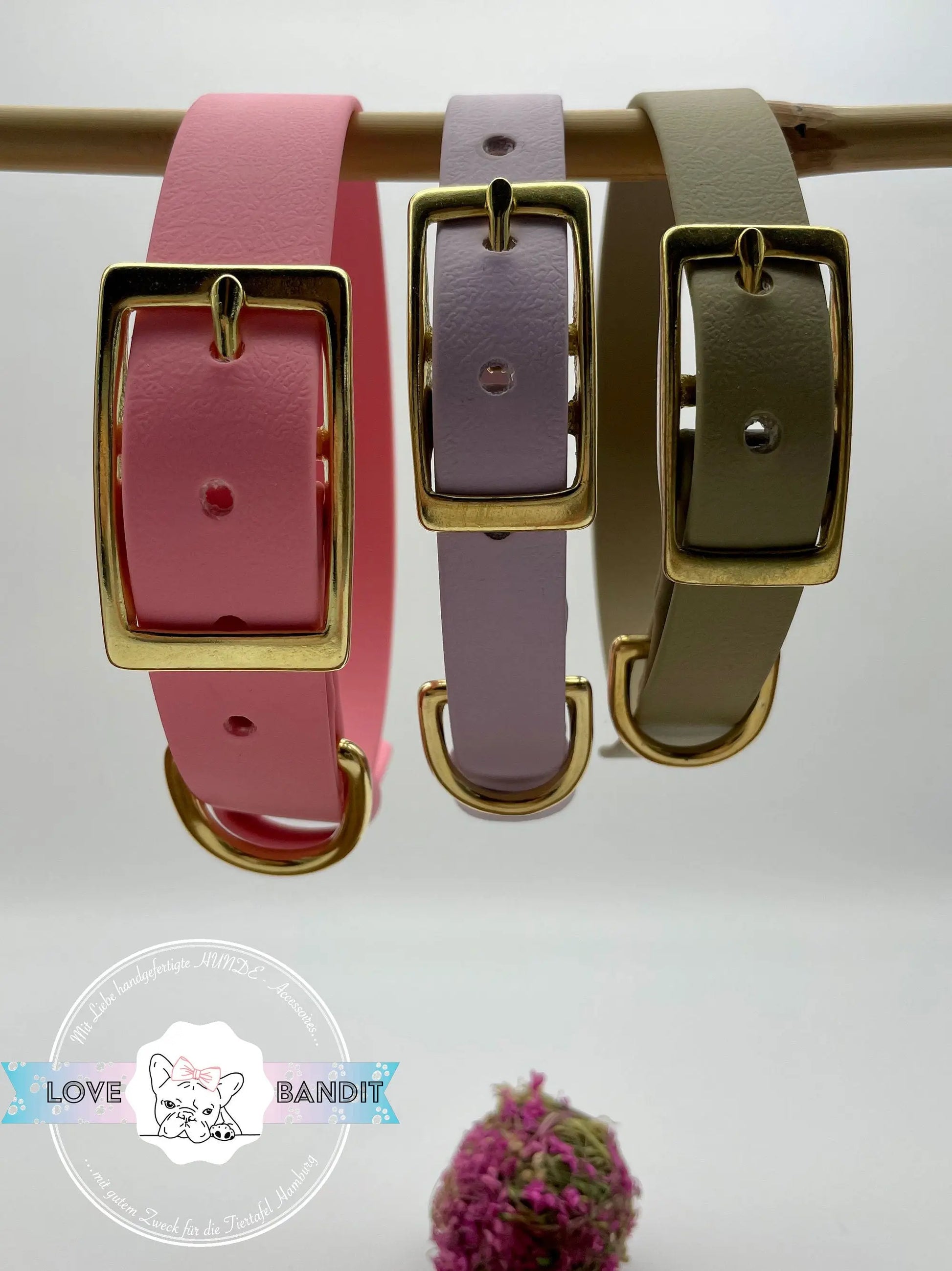 Hundehalsband "Heaven" Pastellfarben aus BioThane® mit Messing VEGAN - LoveBandit