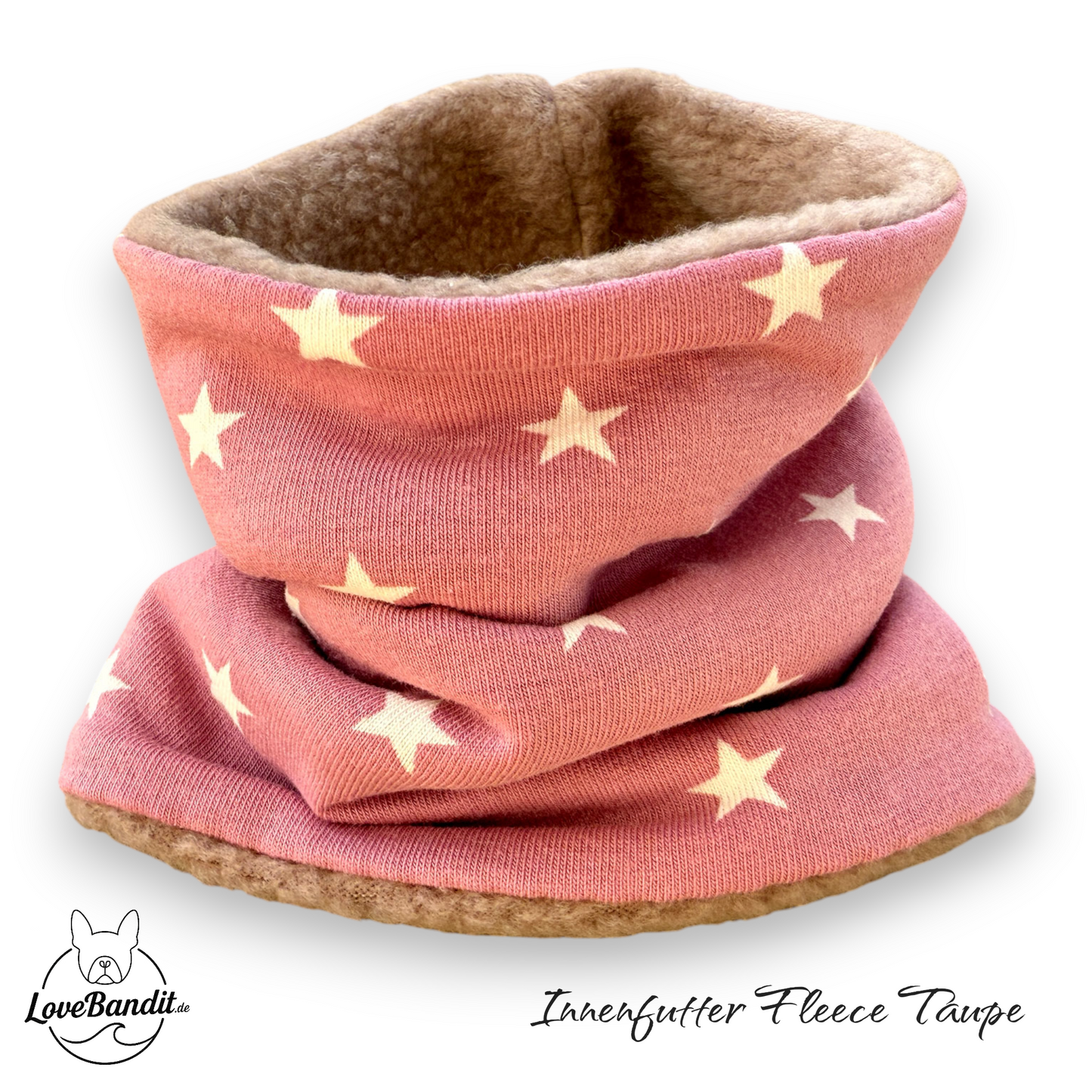 Hundeloop Hundeschal Sterne altrosa Fleece Teddyplüsch Lovebandit