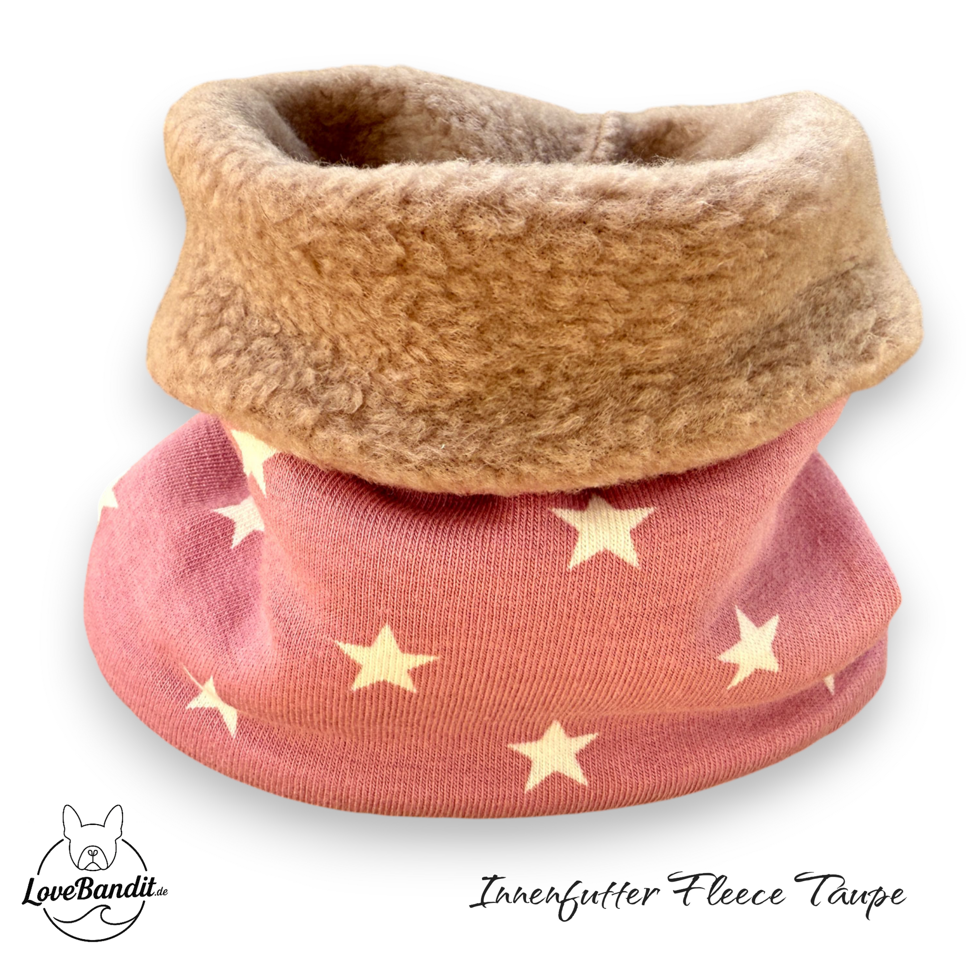 Hundeloop Hundeschal Sterne altrosa Fleece Teddyplüsch Lovebandit
