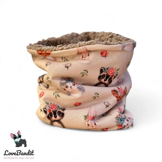 Hundeloop Hundeschal Hase Igel Dachs Rosen Hellbraun - LoveBandit