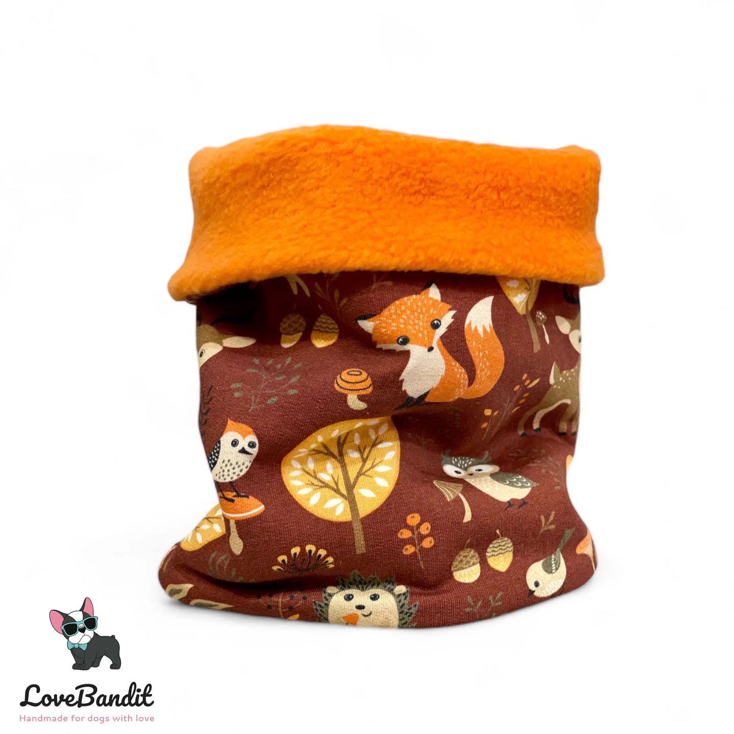 Hundeloop Hundeschal "Herbstwald" Braun/Orange mit Fleece oder Teddyplüsch - LoveBandit