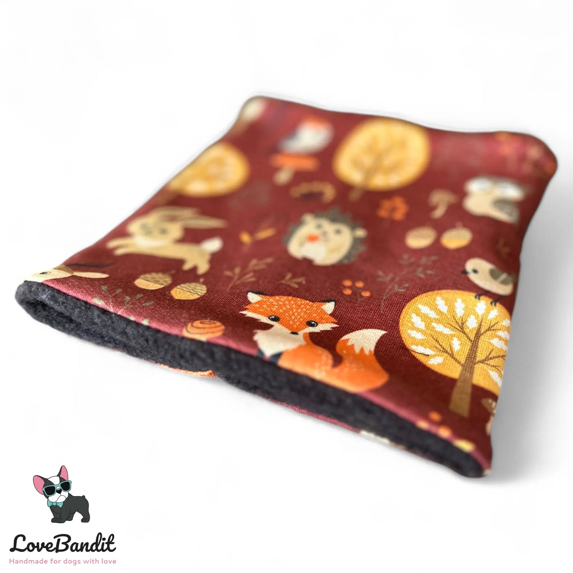 Hundeloop Hundeschal "Herbstwald" Braun/Orange mit Fleece oder Teddyplüsch Lovebandit