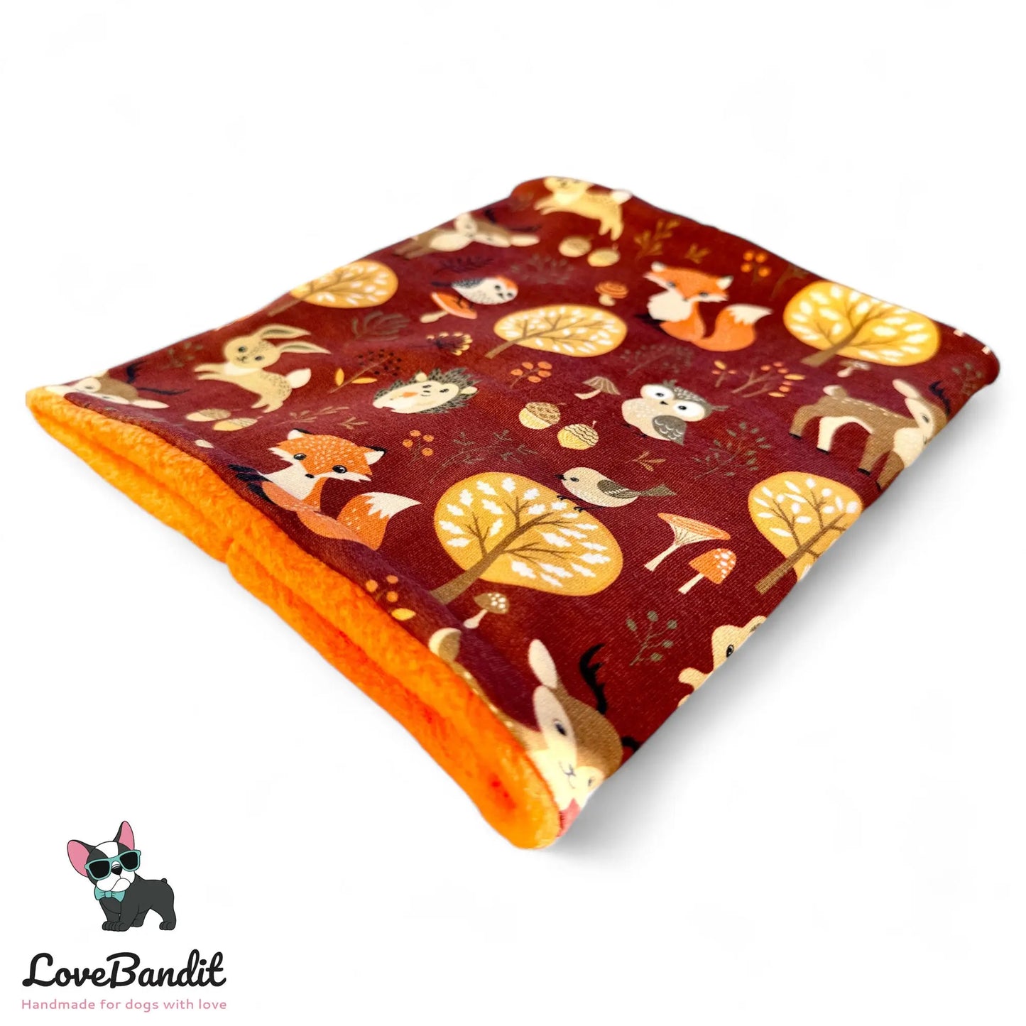 Hundeloop Hundeschal "Herbstwald" Braun/Orange mit Fleece oder Teddyplüsch Lovebandit