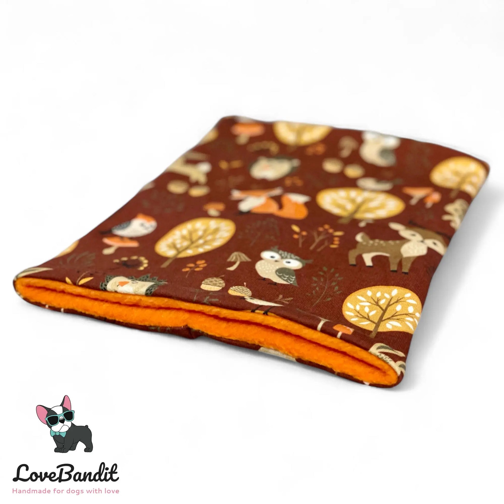 Hundeloop Hundeschal "Herbstwald" Braun/Orange mit Fleece oder Teddyplüsch - LoveBandit