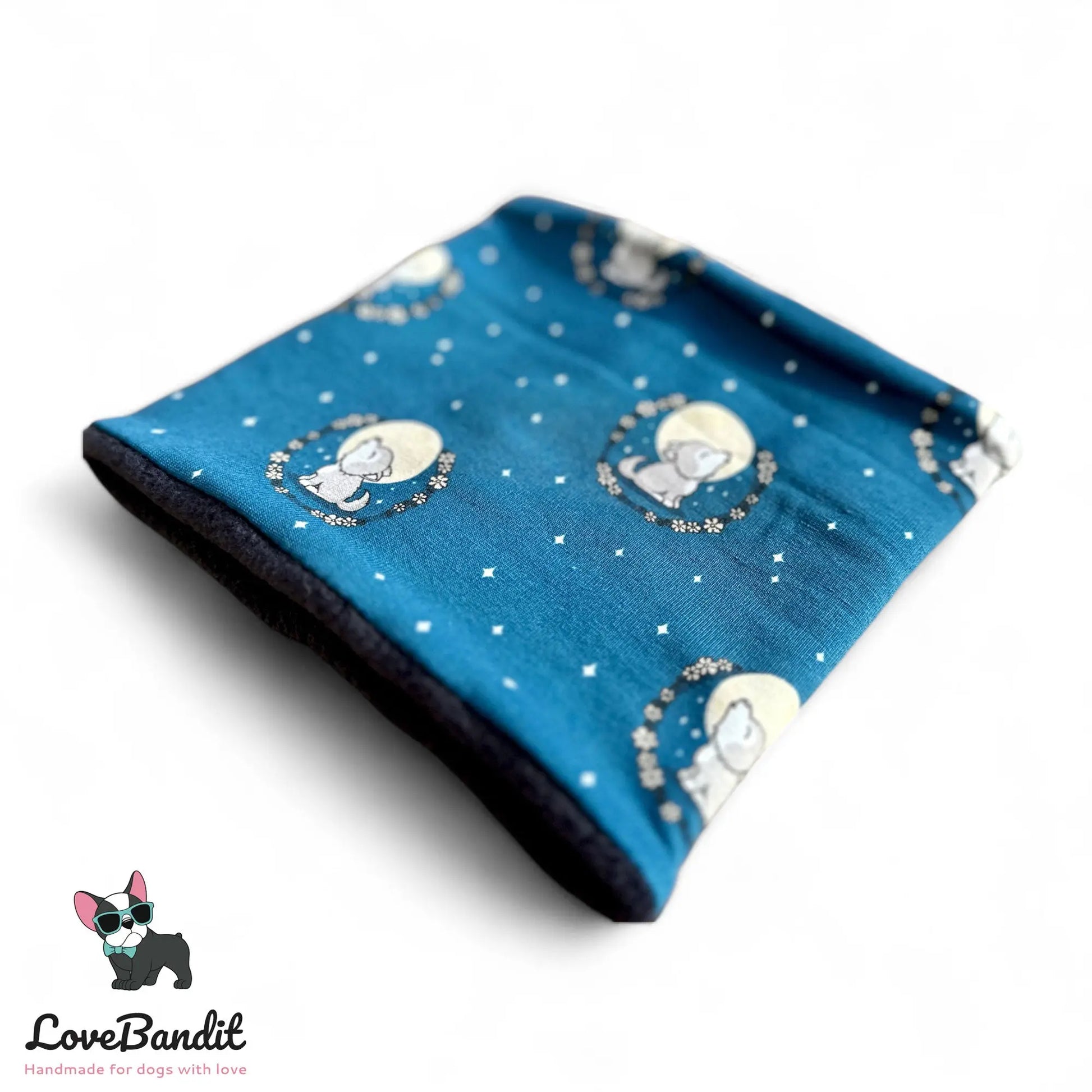 Hundeloop Hundeschal "Kleiner Wolf" mit Fleece oder Teddyplüsch (blau) Lovebandit