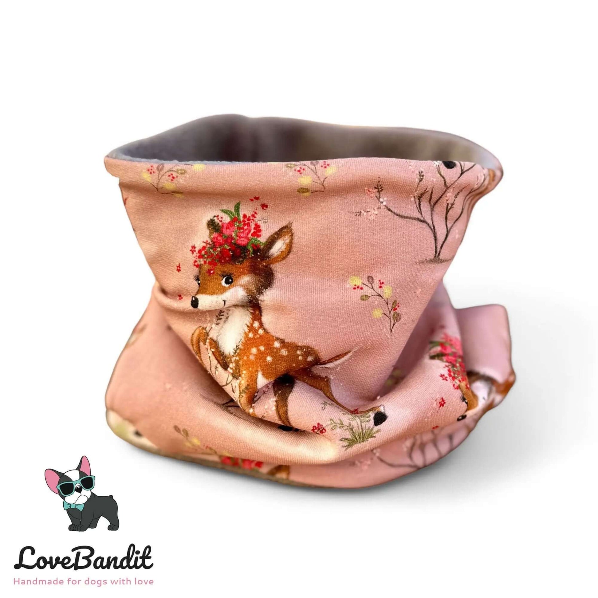 Hundeloop Hundeschal Rehkitz Blume altrosa - LoveBandit
