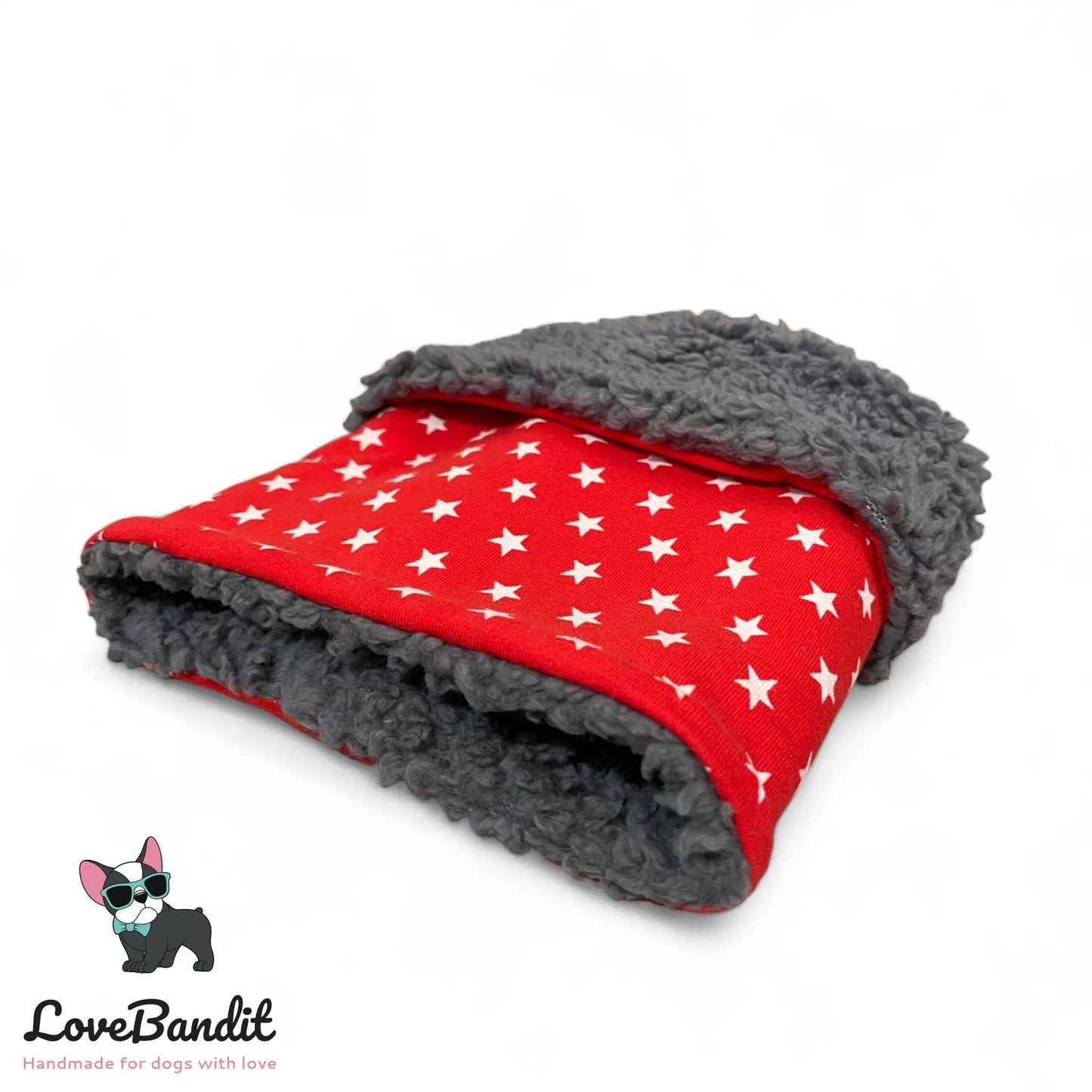 Hundeloop Hundeschal "Sterne Rot" mit Fleece oder Teddyplüsch Lovebandit