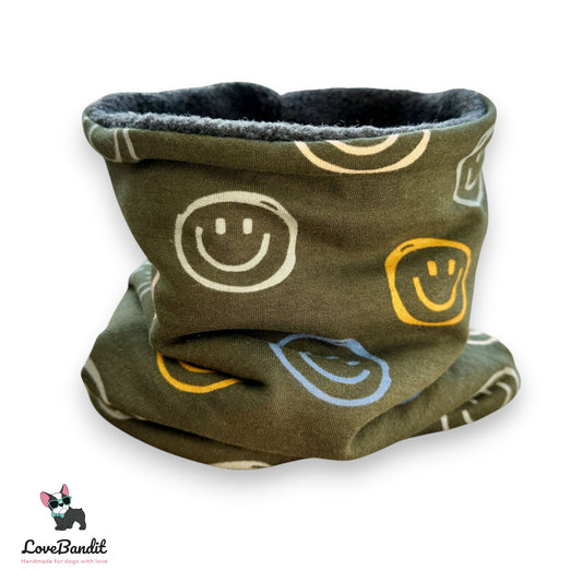 Hundeloop Hundeschal Hunde Loop Smiley oliv - LoveBandit