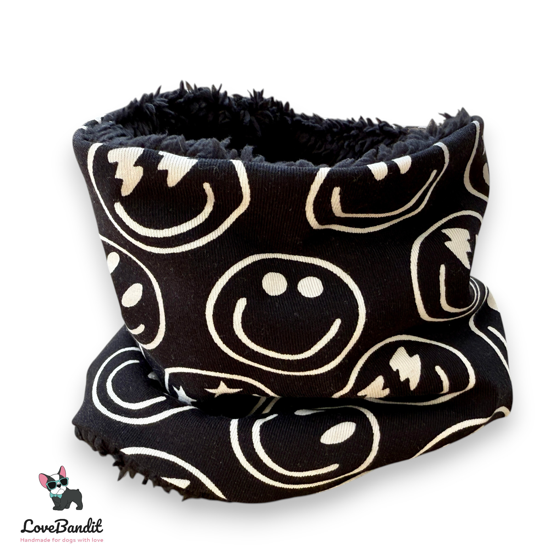 Hundeloop Hundeschal Smiley Black & White-LoveBandit