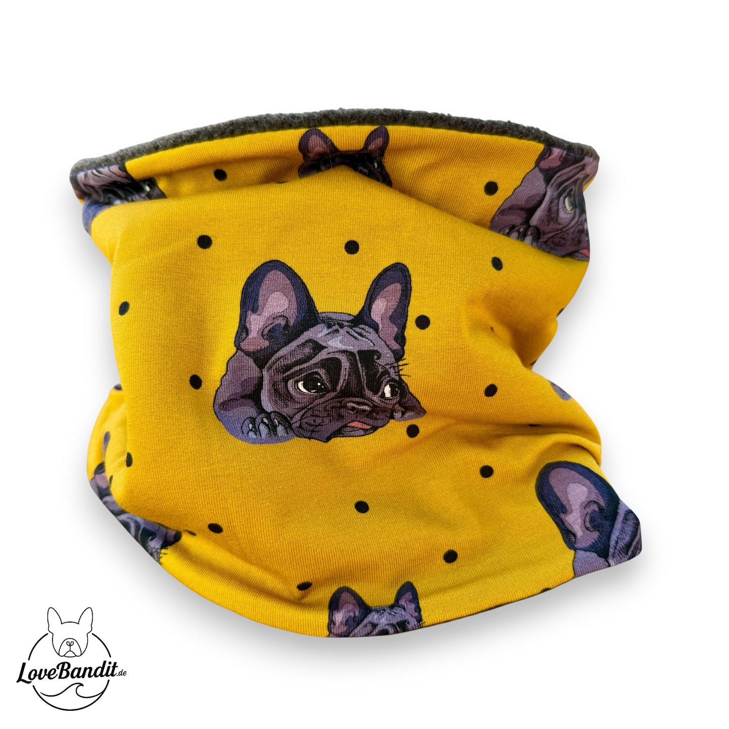 Hundeloop Hundeschal Französische Bulldogge Senfgelb Lovebandit