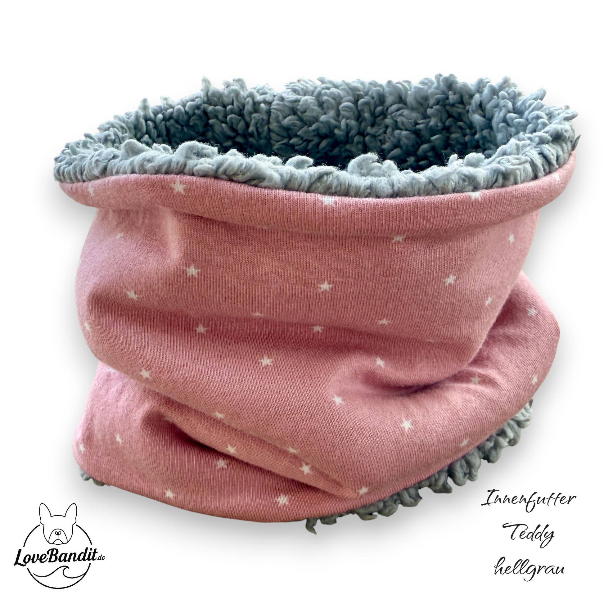 Hundeloop Hundeschal Mini Sterne altrosa Fleece Teddyplüsch Lovebandit