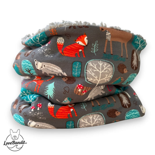 Hundeloop Hundeschal Tiere im Wald Grau Lovebandit