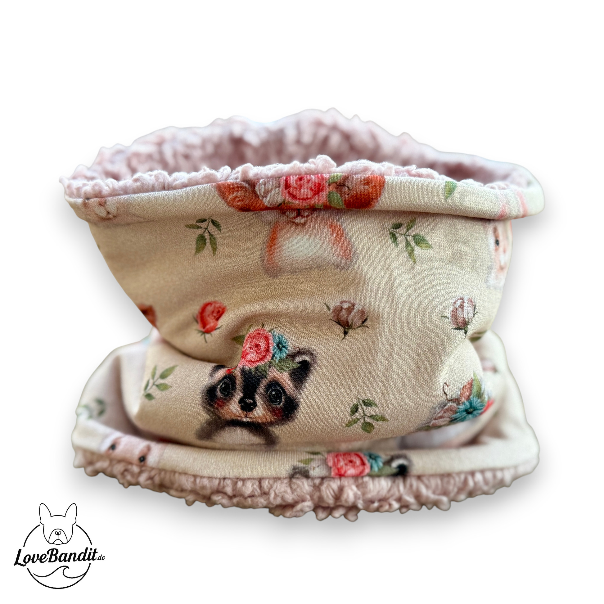 Hundeloop Hundeschal Hase Igel Dachs Rosen Beige Lovebandit