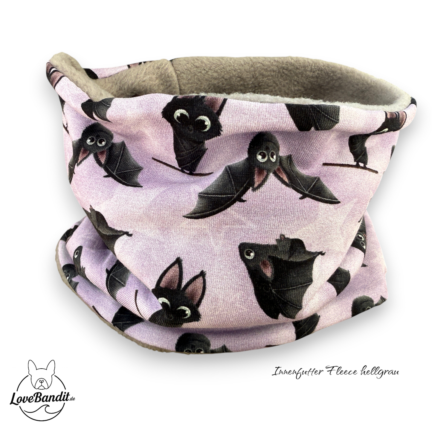 Hundeloop Hundeschal "Flieder Fledermaus" mit Fleece oder Teddyplüsch