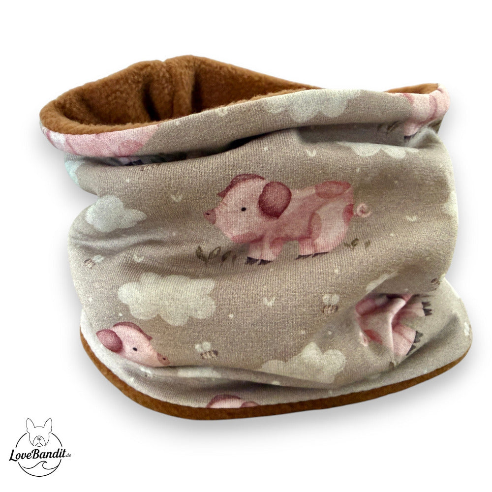 Hundeloop Hundeschal Schweinchen Wolken Bienen taupe Lovebandit