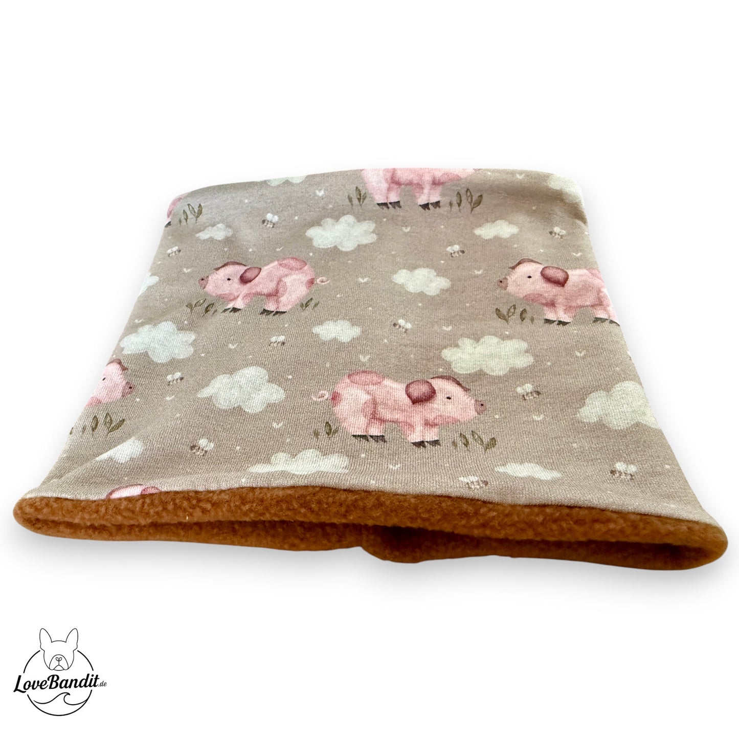 Hundeloop Hundeschal Schweinchen Wolken Bienen taupe Lovebandit