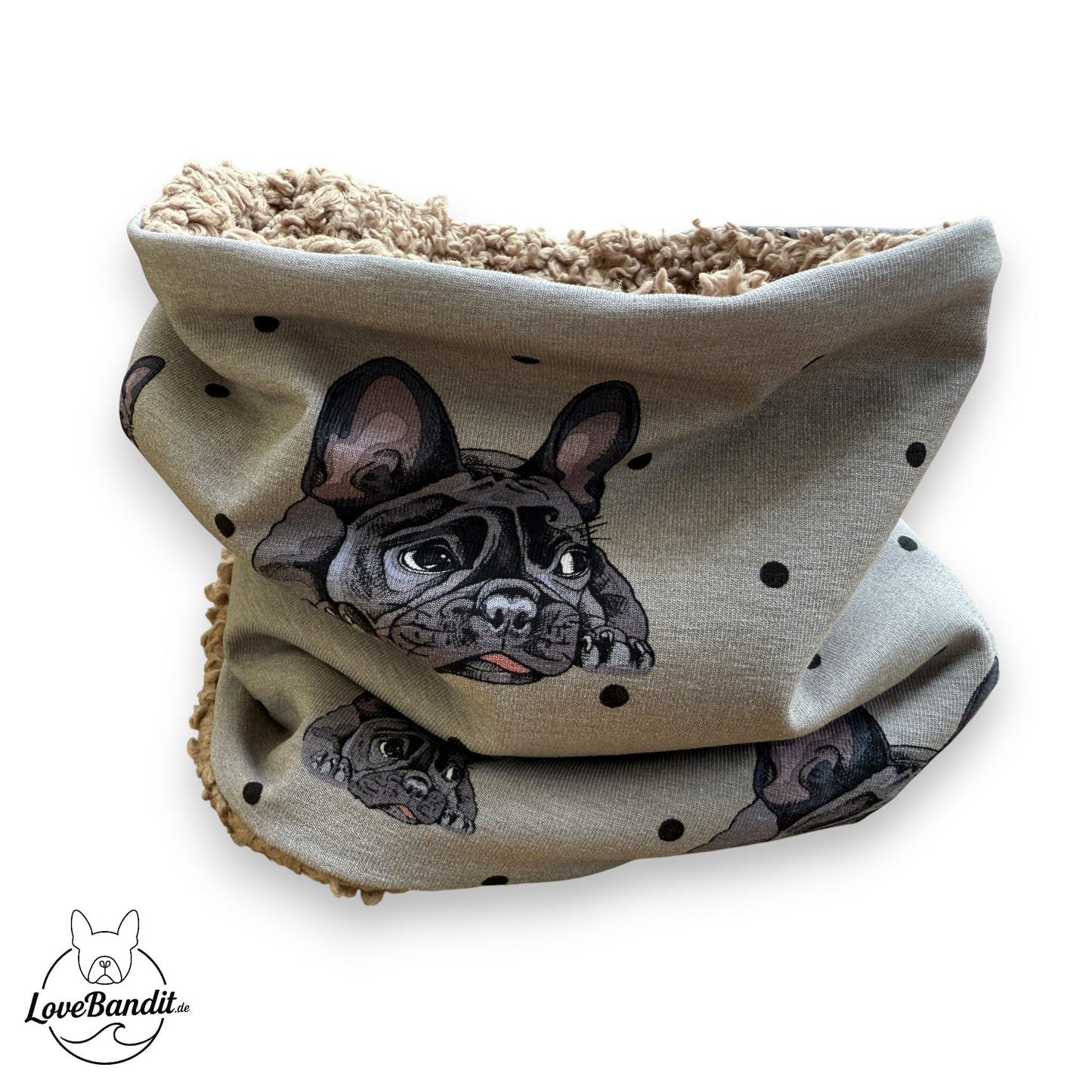 Hundeloop Hundeschal Französische Bulldogge Dots Grau Lovebandit