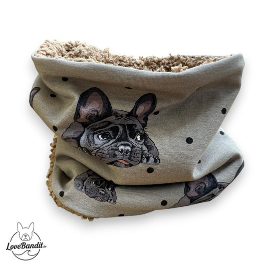 Hundeloop Hundeschal Französische Bulldogge Dots Grau Lovebandit