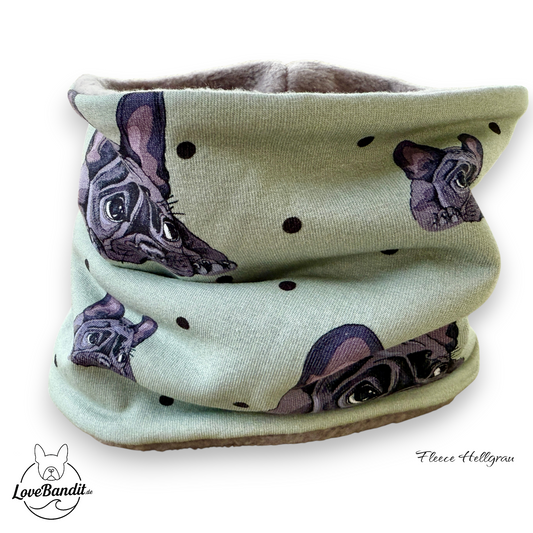 Hundeschal Hundeloop Französische Bulldogge Lindgrün Lovebandit