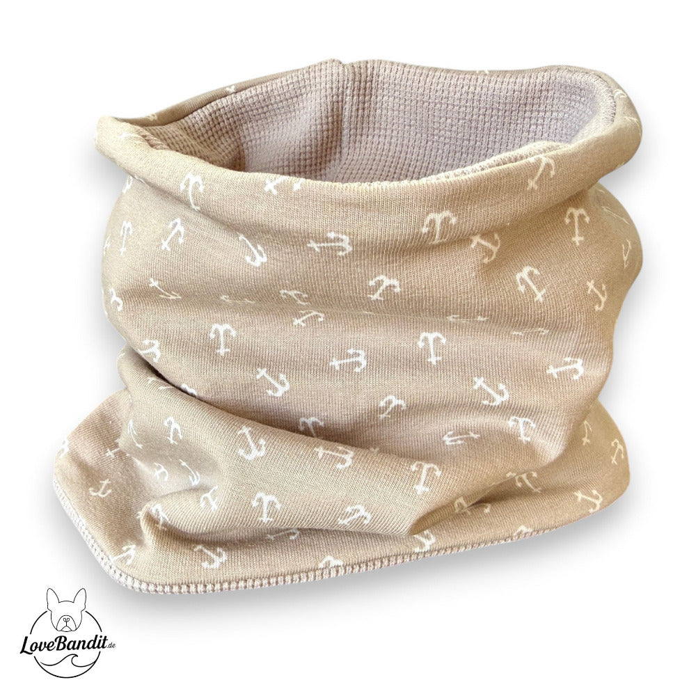Hundeloop Hundeschal Fruehling Sommer kleine Anker beige-sand-LoveBandit