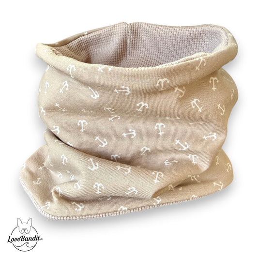 Hundeloop Hundeschal Fruehling Sommer kleine Anker beige-sand-LoveBandit