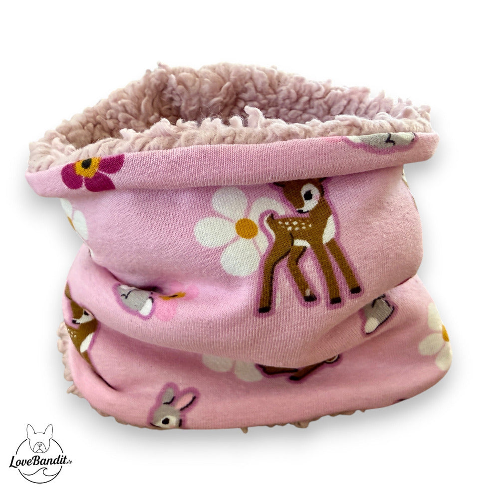 Hundeloop_Hundeschal_Haeschen_Rehkitz_Gaensebluemchen_rosa_pink_Teddypluesch-LoveBandit
