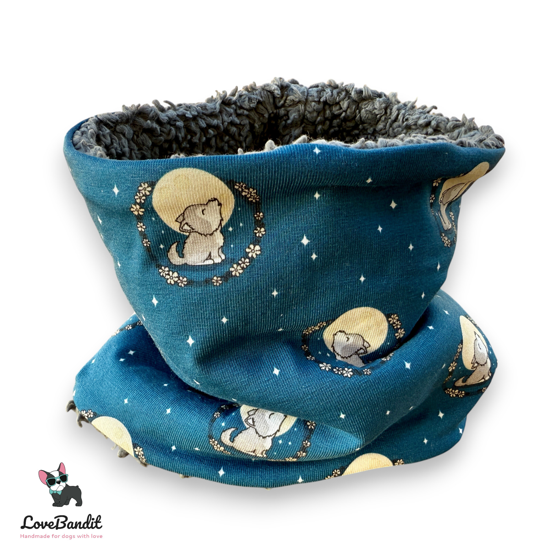 Hundeloop Hundeschal Kleiner Wolf blau Lovebandit