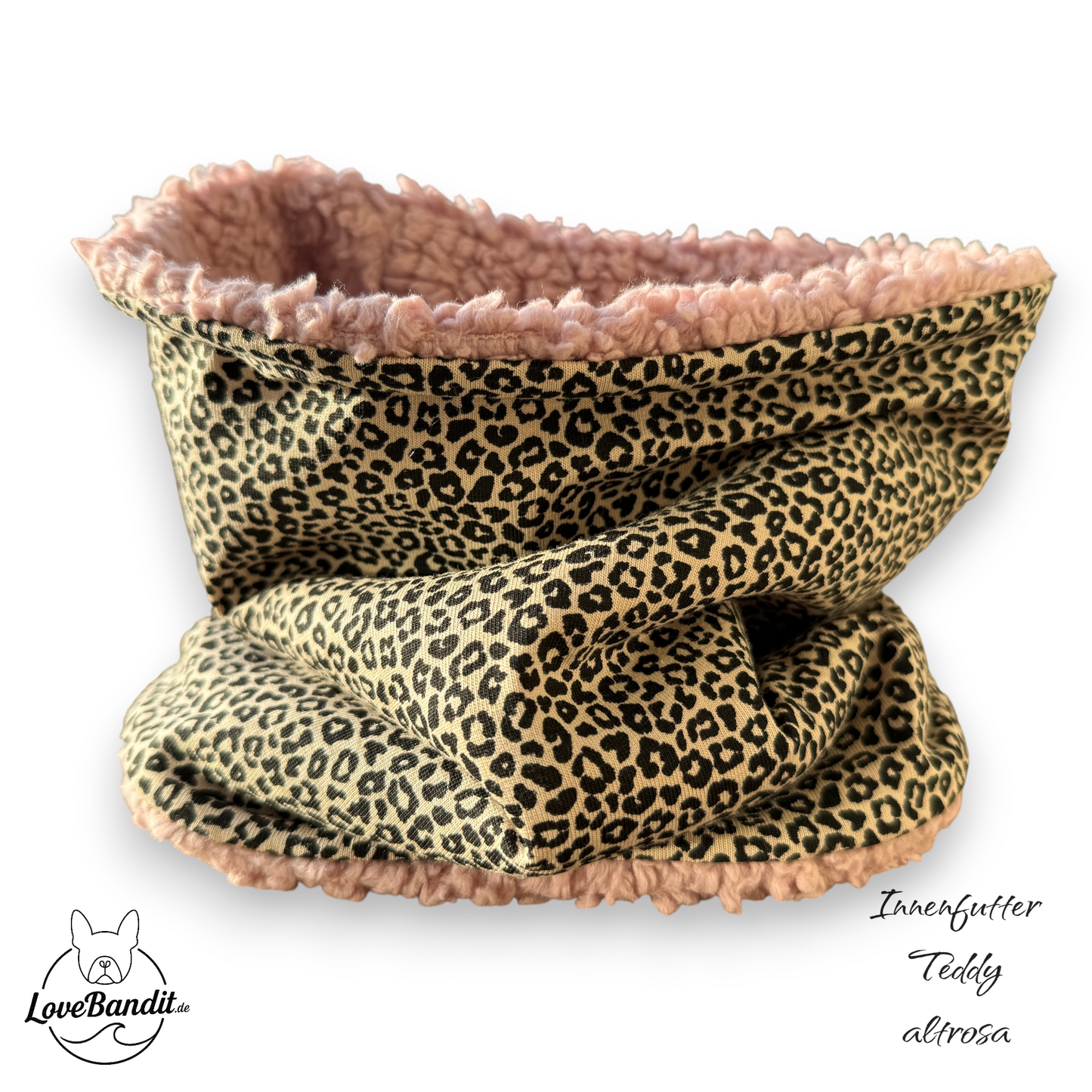 Hundeloop Hundeschal "Schicki Leo" Leopardenprint mit Fleece oder Teddyplüsch Lovebandit
