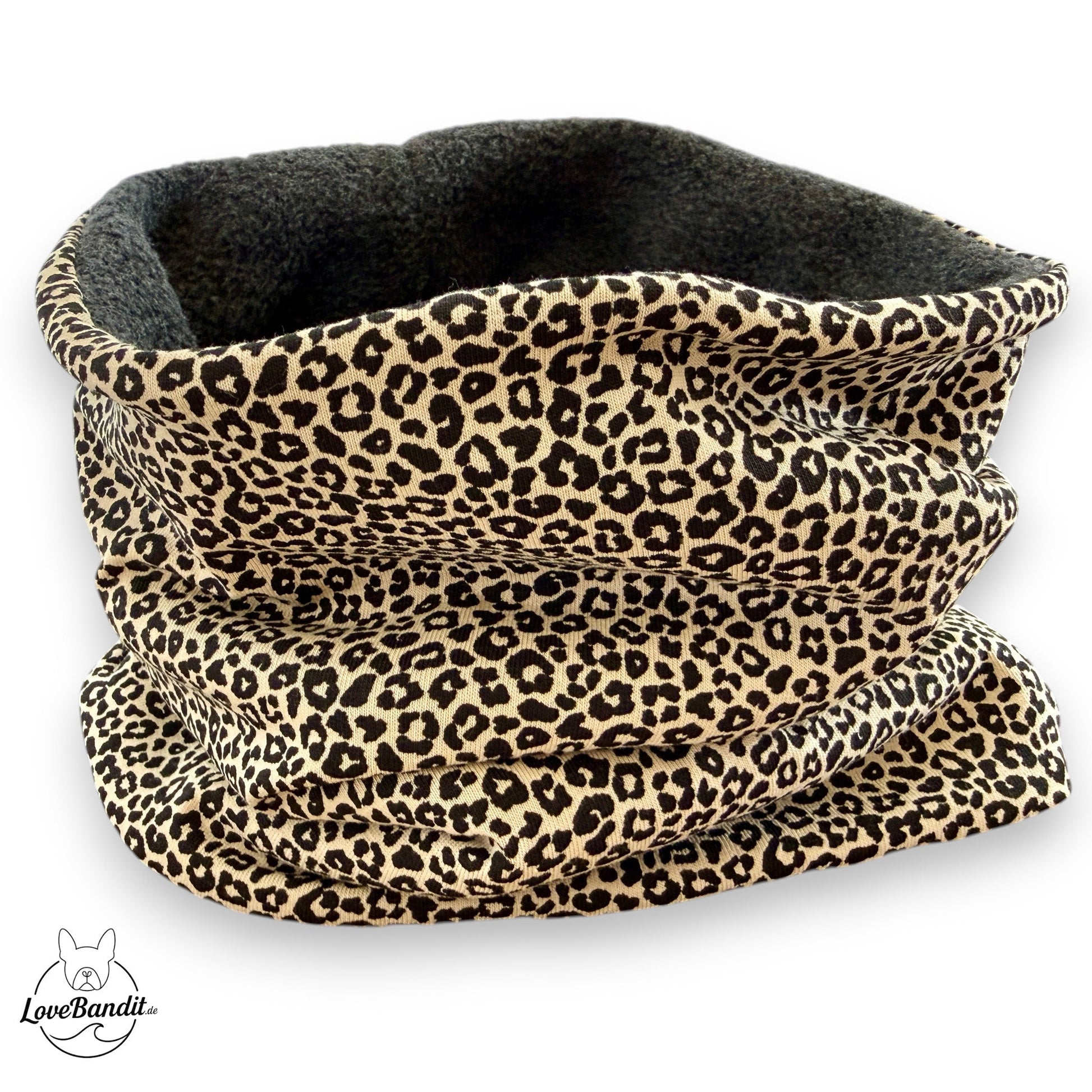 Hundeloop Hundeschal "Schicki Leo" Leopardenprint mit Fleece oder Teddyplüsch Lovebandit